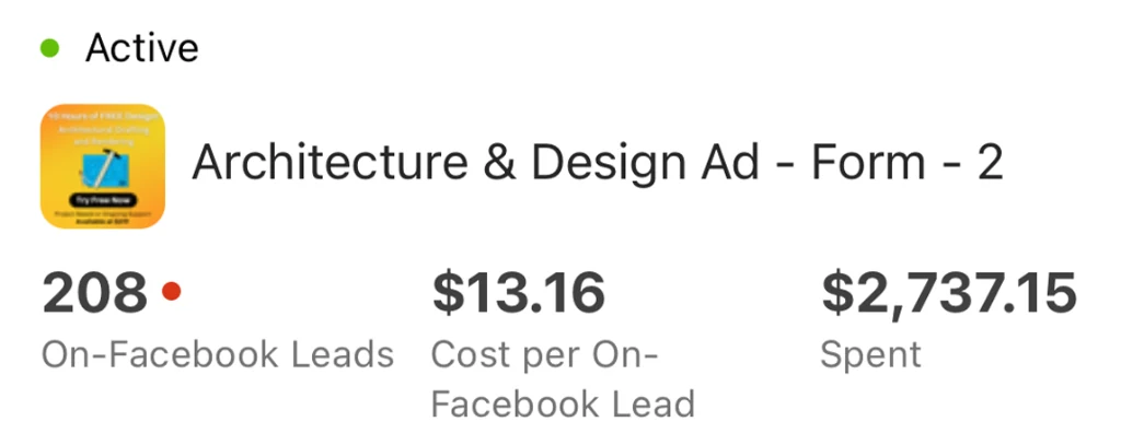 Architecture & Design Firm — campaign results from Meta Ads Manager