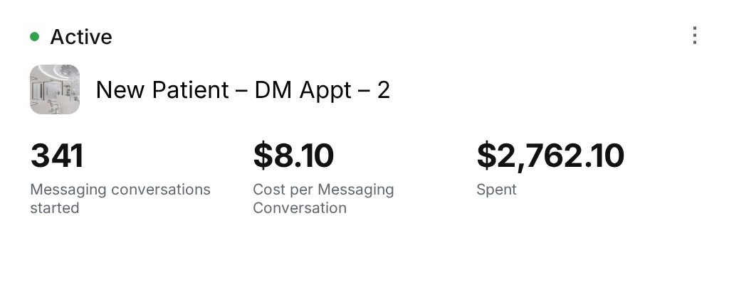 Bright Smile Dental — campaign results from Meta Ads Manager